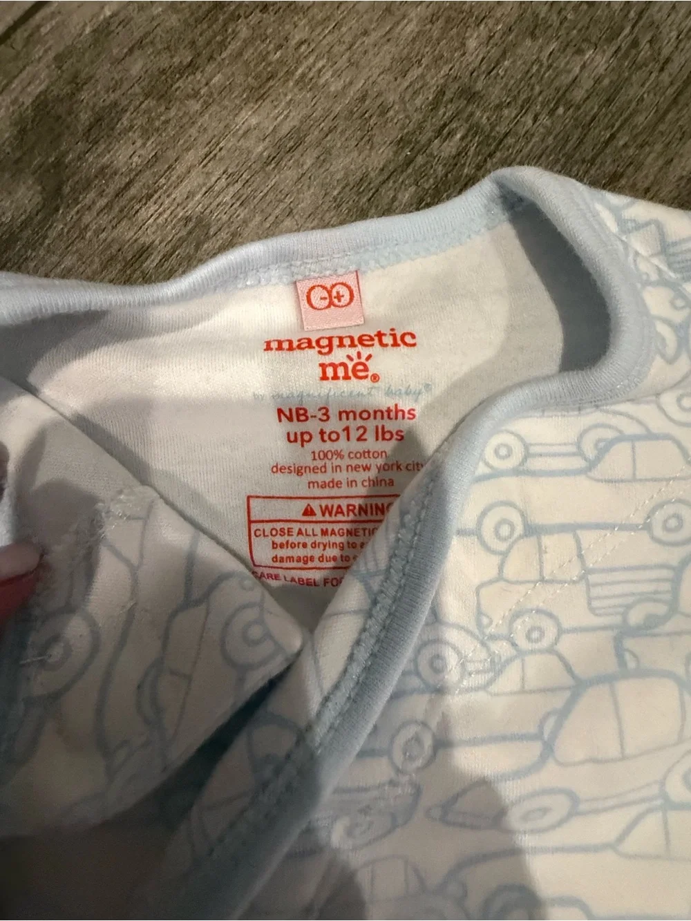 Magnetic Me Light Blue Car-Print Baby Sleep Gown - NB-3 months